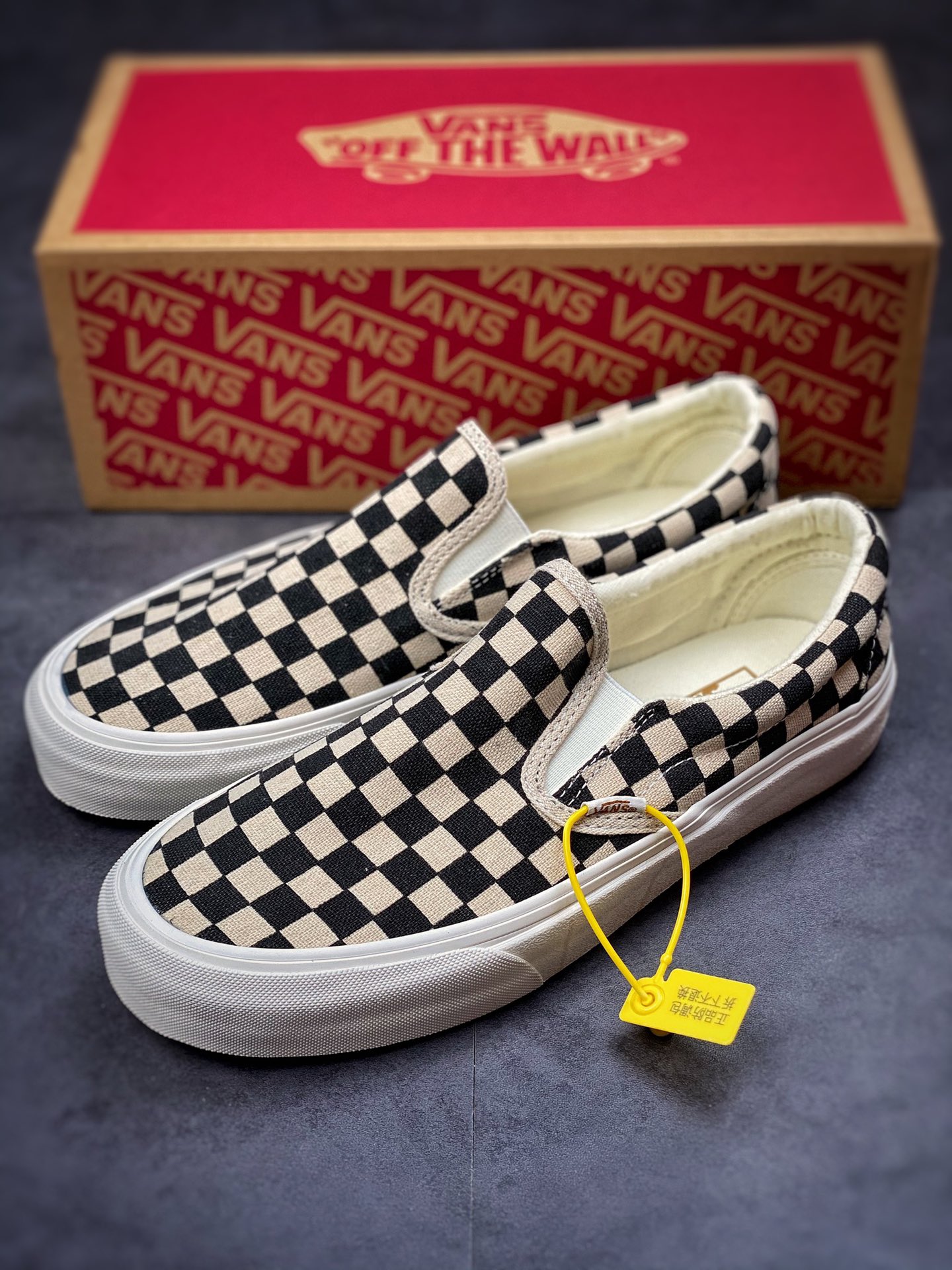 Vans- SilP-on ECO environmental protection linen and cotton material / retro checkerboard / classic low-top canvas shoes VN0A5JMH705