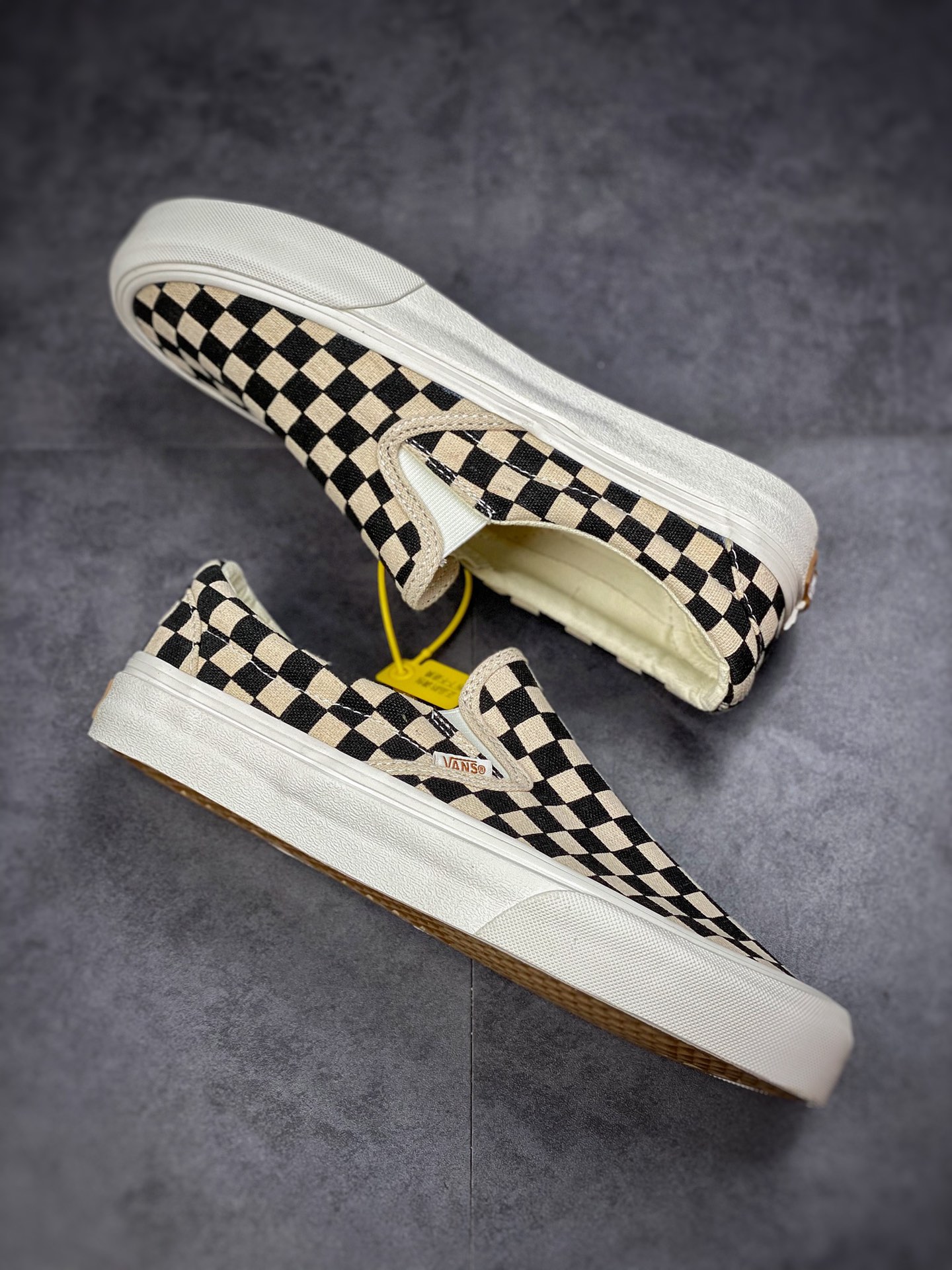 Vans- SilP-on ECO environmental protection linen and cotton material / retro checkerboard / classic low-top canvas shoes VN0A5JMH705