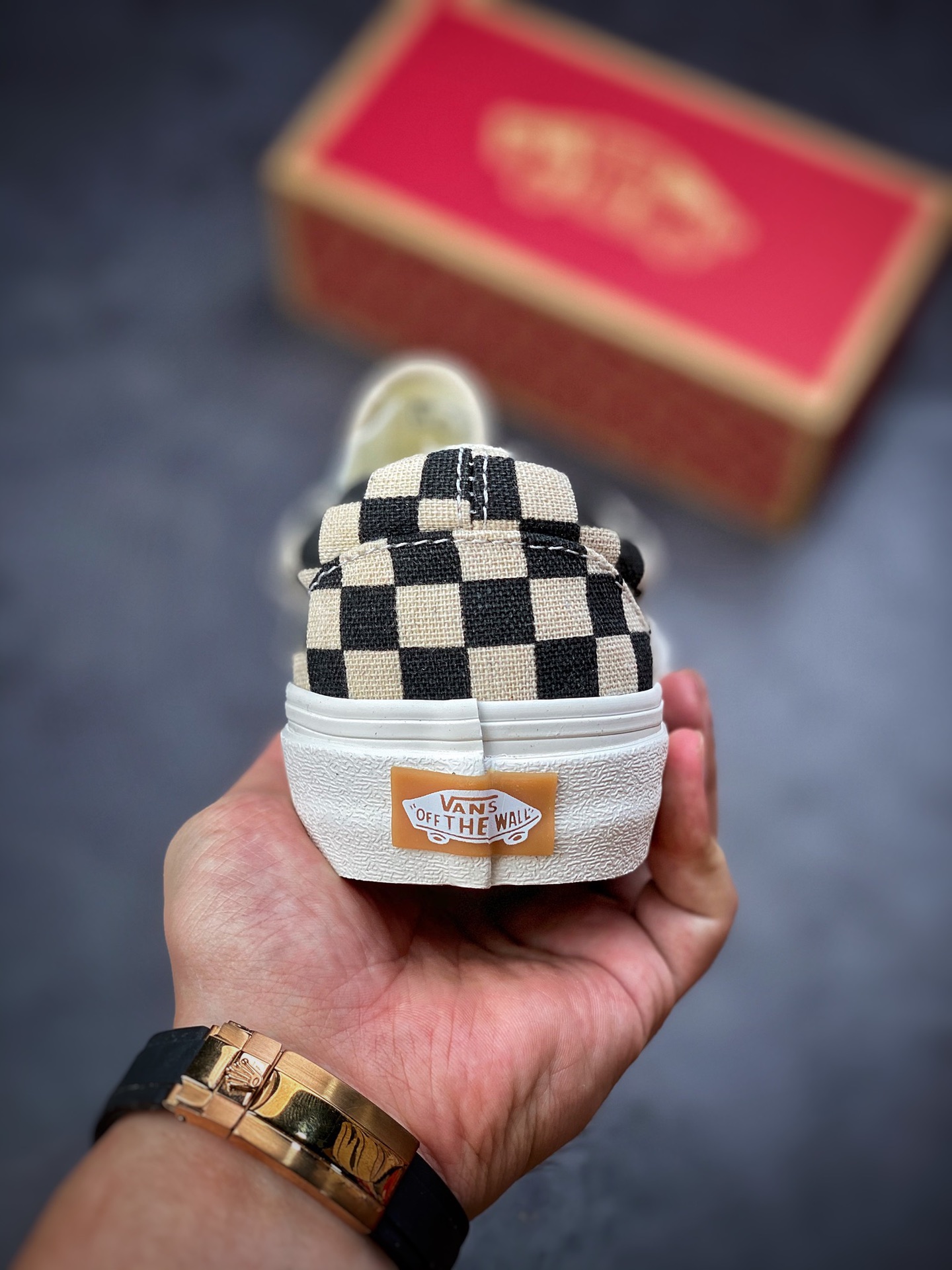 Vans- SilP-on ECO environmental protection linen and cotton material / retro checkerboard / classic low-top canvas shoes VN0A5JMH705