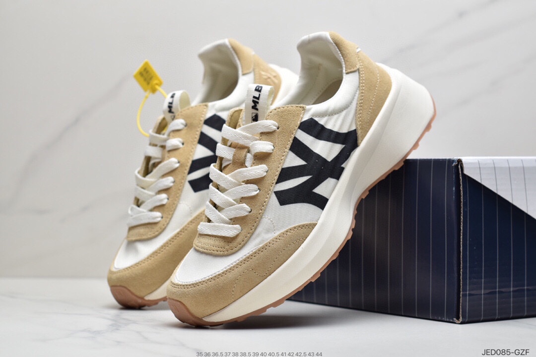 MLB Korea CHUNKY JOGGER heightened retro NY large standard suede thick-soled sneakers dad shoes 32SHX