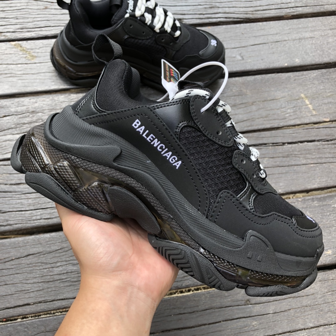 Balenciaga Air Cushion Black Soul Balenciaga Balenciaga Triple S Clear Sole non-slip wear-resistant fashion low-top dad shoes