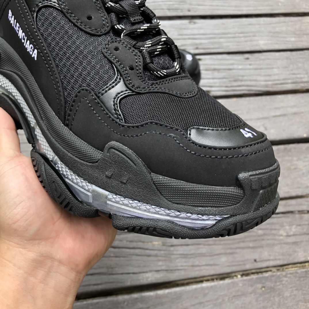 Balenciaga air cushion black silver Balenciaga Balenciaga Triple S Clear Sole non-slip wear-resistant fashion low-top dad shoes