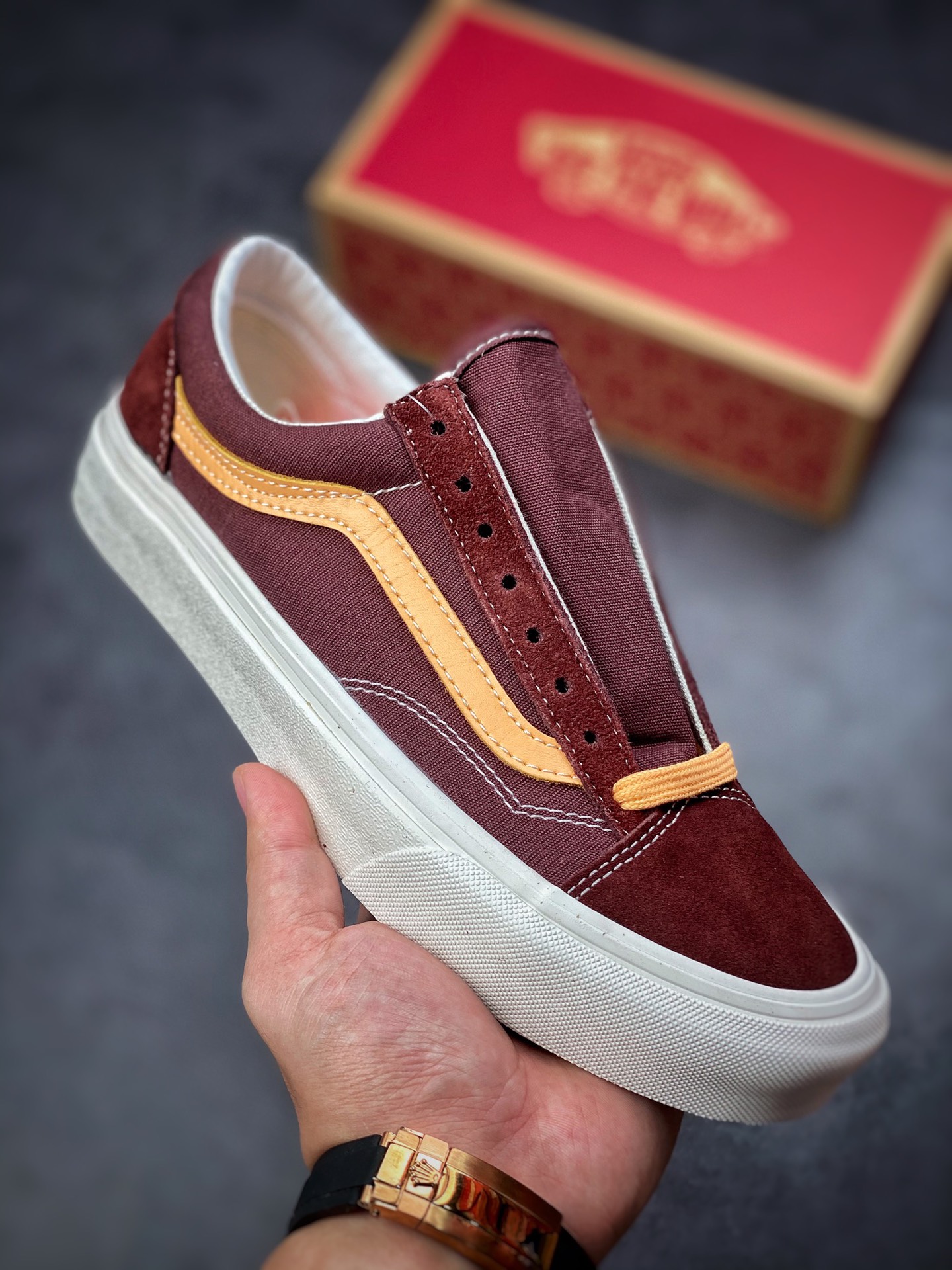 Vans Style 36 Dencon SF Brown Red Quan Zhilong Same Low Vulcanized Canvas Shoes