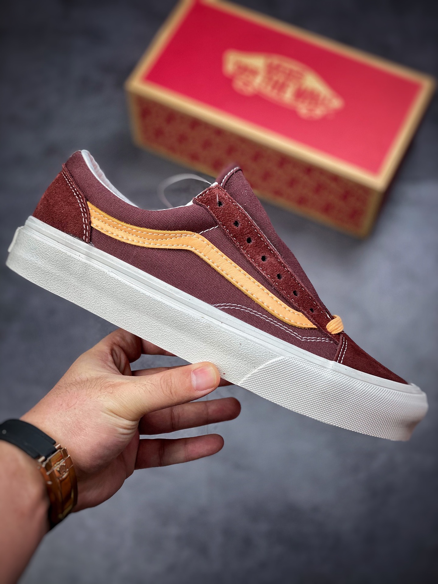 Vans Style 36 Dencon SF Brown Red Quan Zhilong Same Low Vulcanized Canvas Shoes