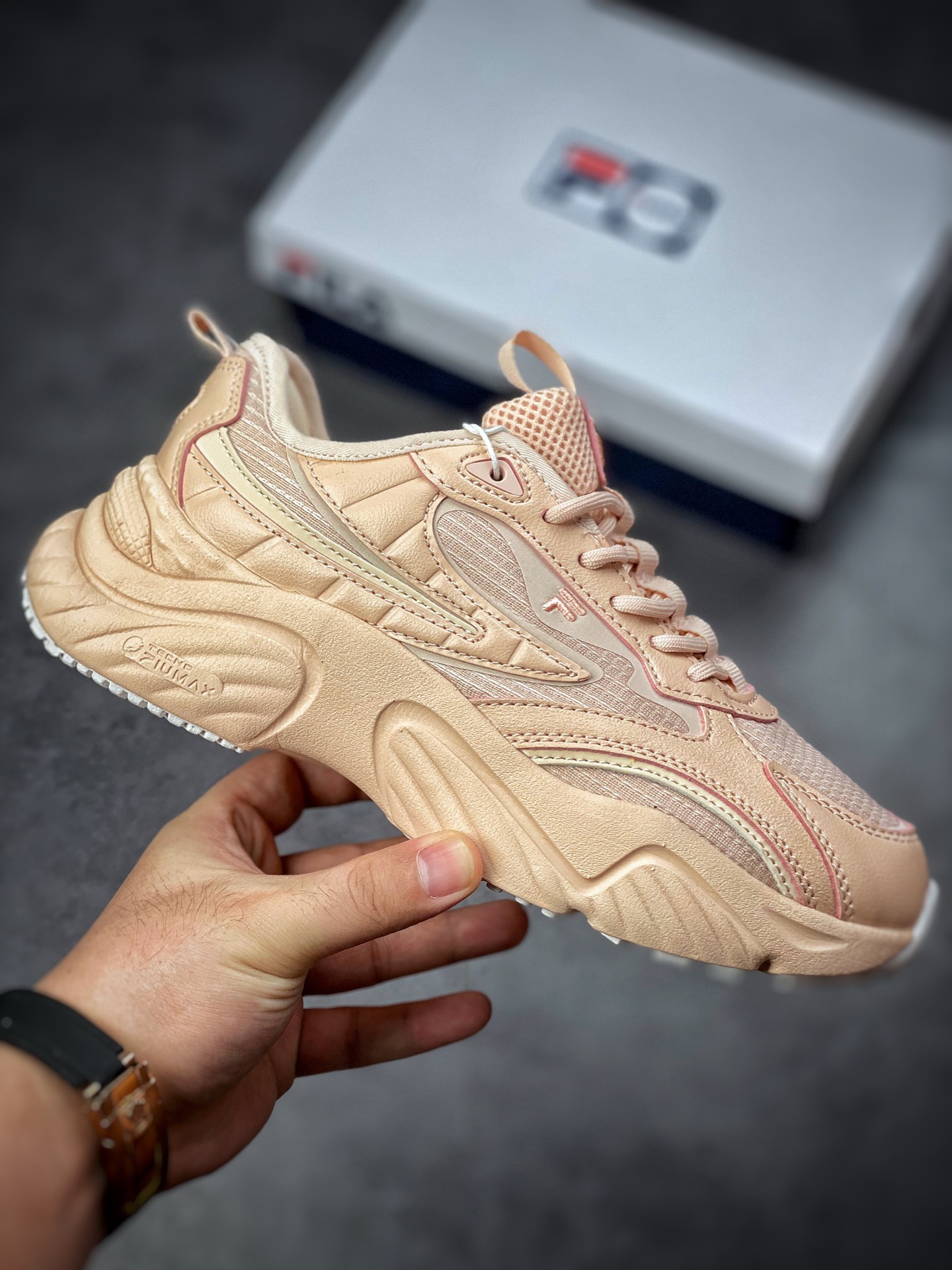 Fila FUSION Conch Conch series Daddy wind increased retro neutral casual sports jogging shoes T12W227311FCW