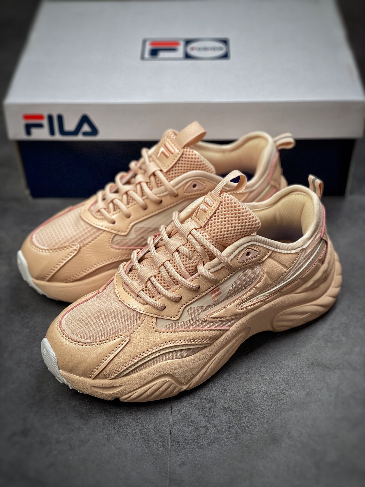 Fila FUSION Conch Conch series Daddy wind increased retro neutral casual sports jogging shoes T12W227311FCW