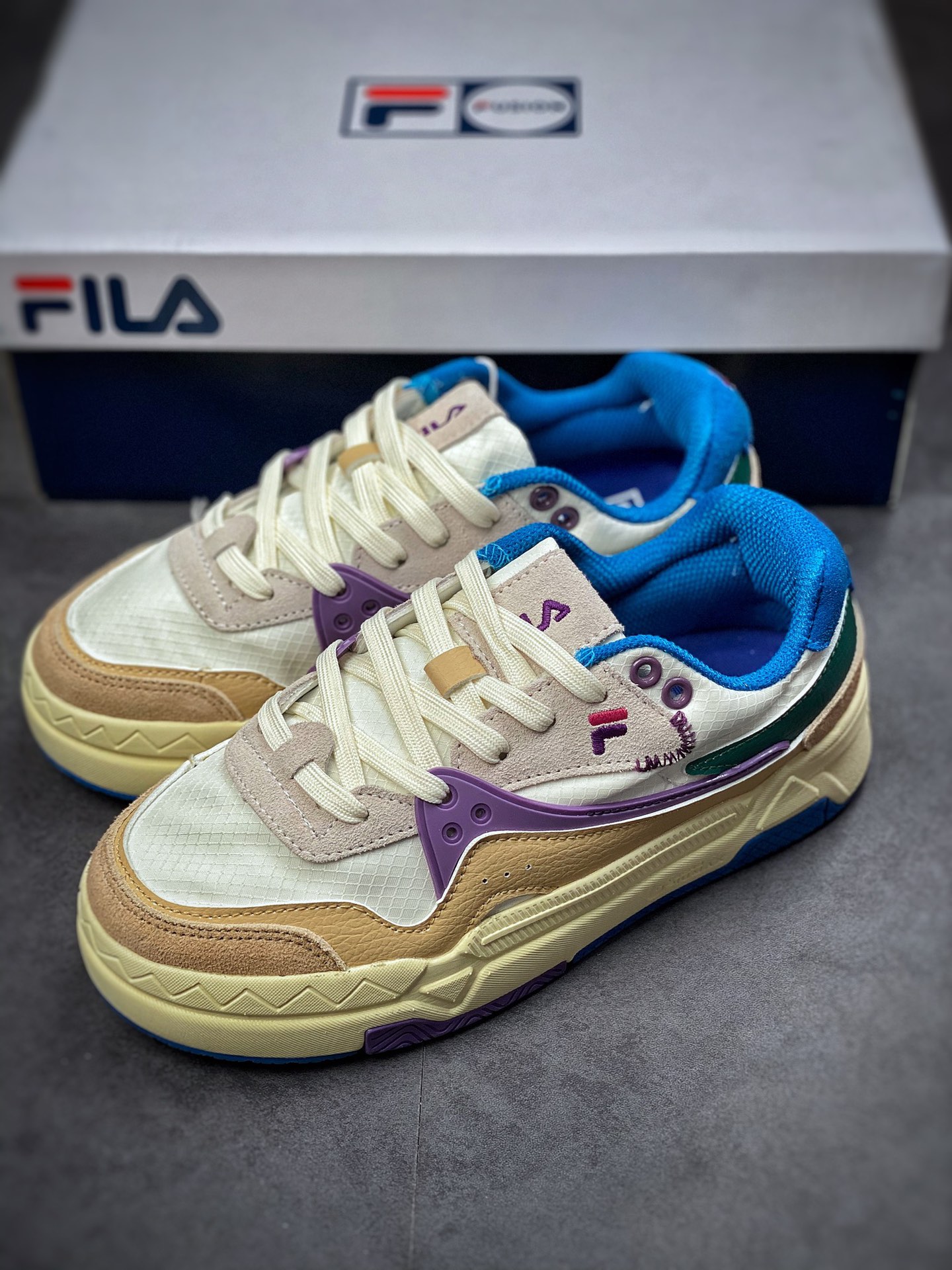 FILA FILA FUSION Bank trend cool series low-top thick bottom increased all-match casual sports shoes T12W145107BGB