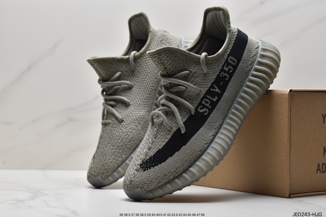 Yeezy Boost 350 V2 Grey Green Versatile Lightweight Popcorn Midsole Casual Sports Jogging Shoes HQ2060