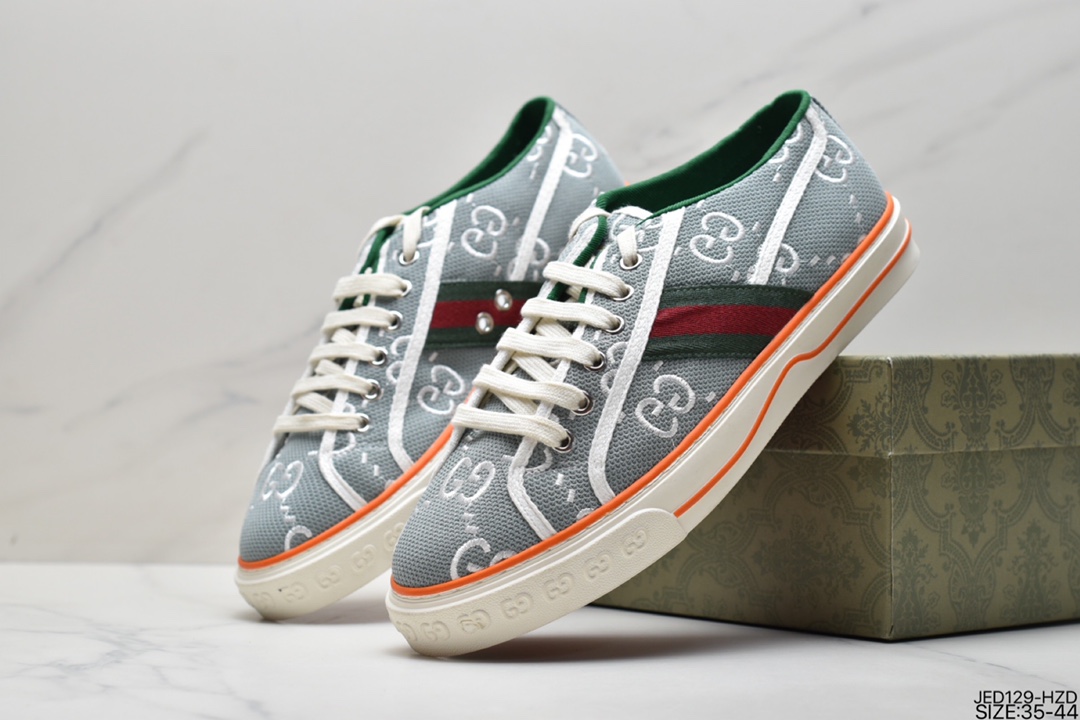 2020ss spring new color, classic luxury brand GUCCI Gucci Tennis 1977 Print Sneaker canvas print retro casual sneakers