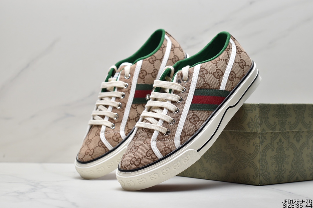 2020ss spring new color, classic luxury brand GUCCI Gucci Tennis 1977 Print Sneaker canvas print retro casual sneakers