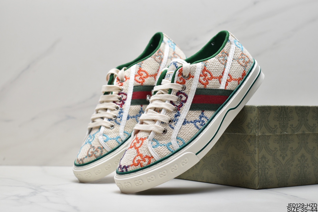 2020ss spring new color, classic luxury brand GUCCI Gucci Tennis 1977 Print Sneaker canvas print retro casual sneakers