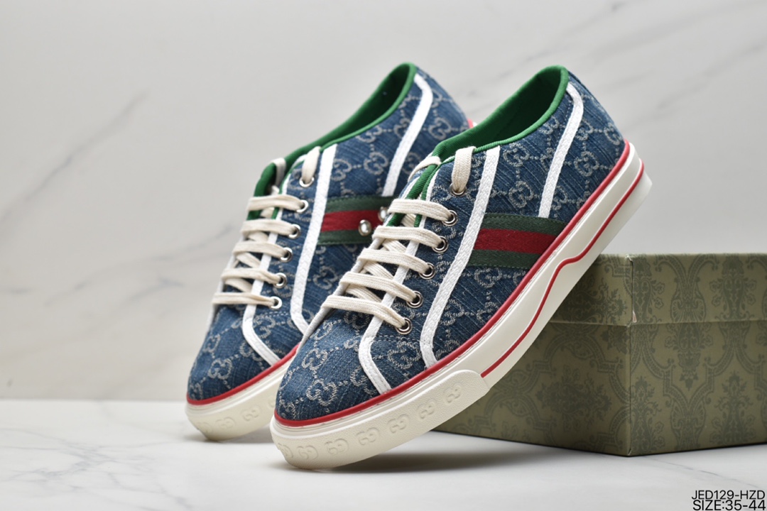 2020ss spring new color, classic luxury brand GUCCI Gucci Tennis 1977 Print Sneaker canvas print retro casual sneakers