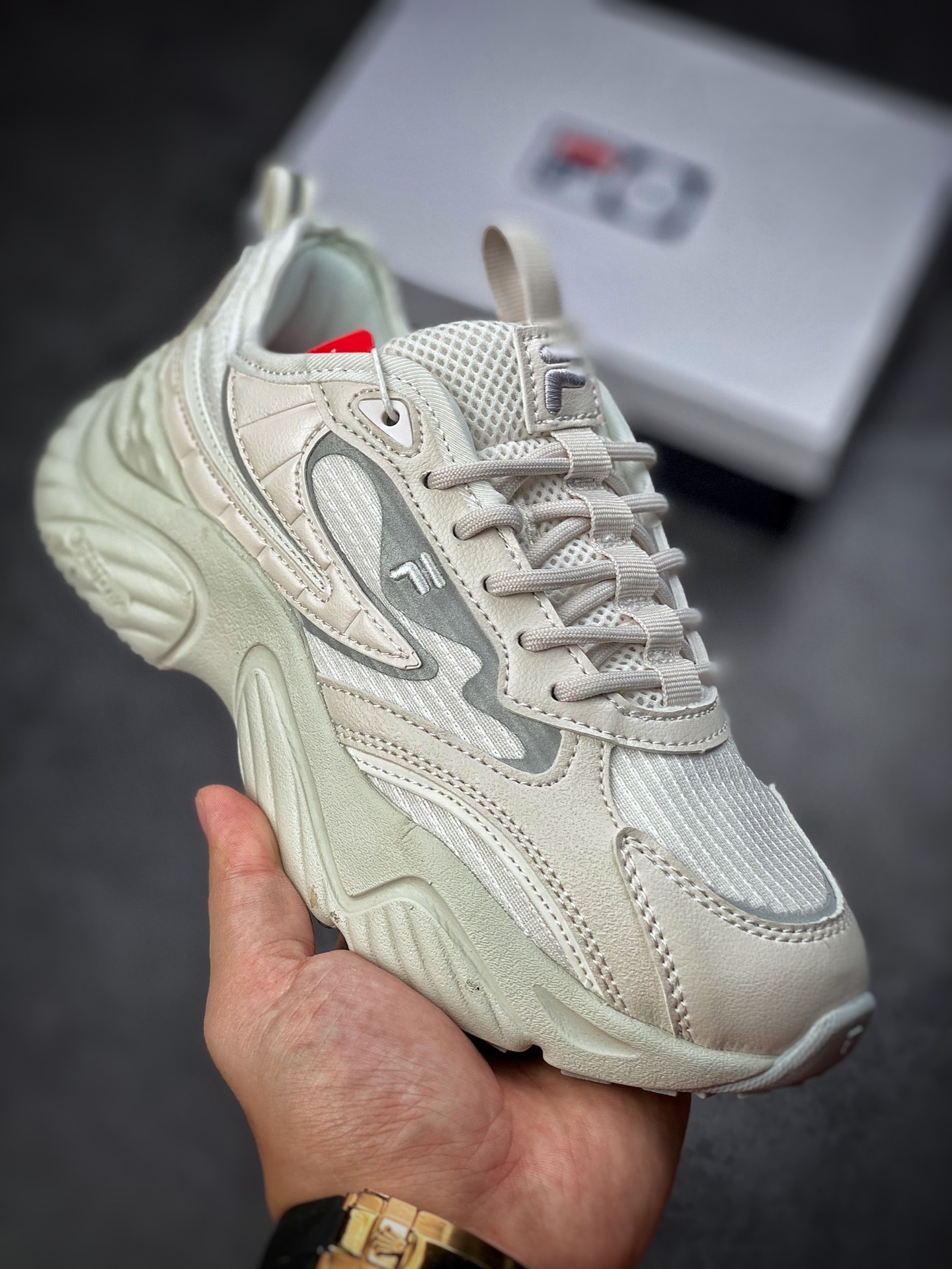 Fila FUSION Conch Conch series Daddy wind increased retro neutral casual sports jogging shoes T12W227311FWW