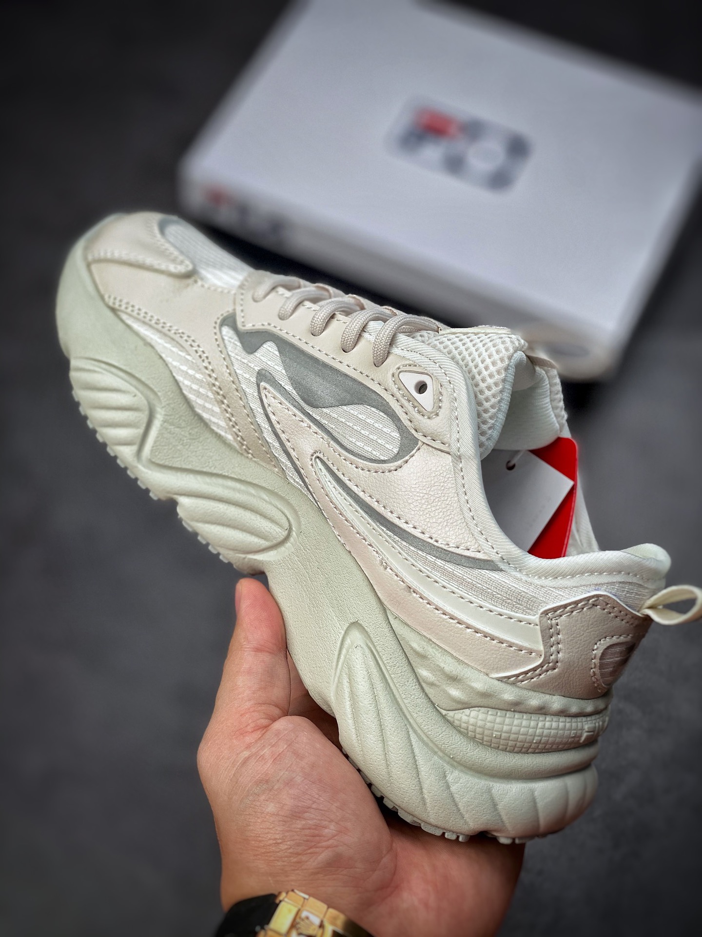 Fila FUSION Conch Conch series Daddy wind increased retro neutral casual sports jogging shoes T12W227311FWW