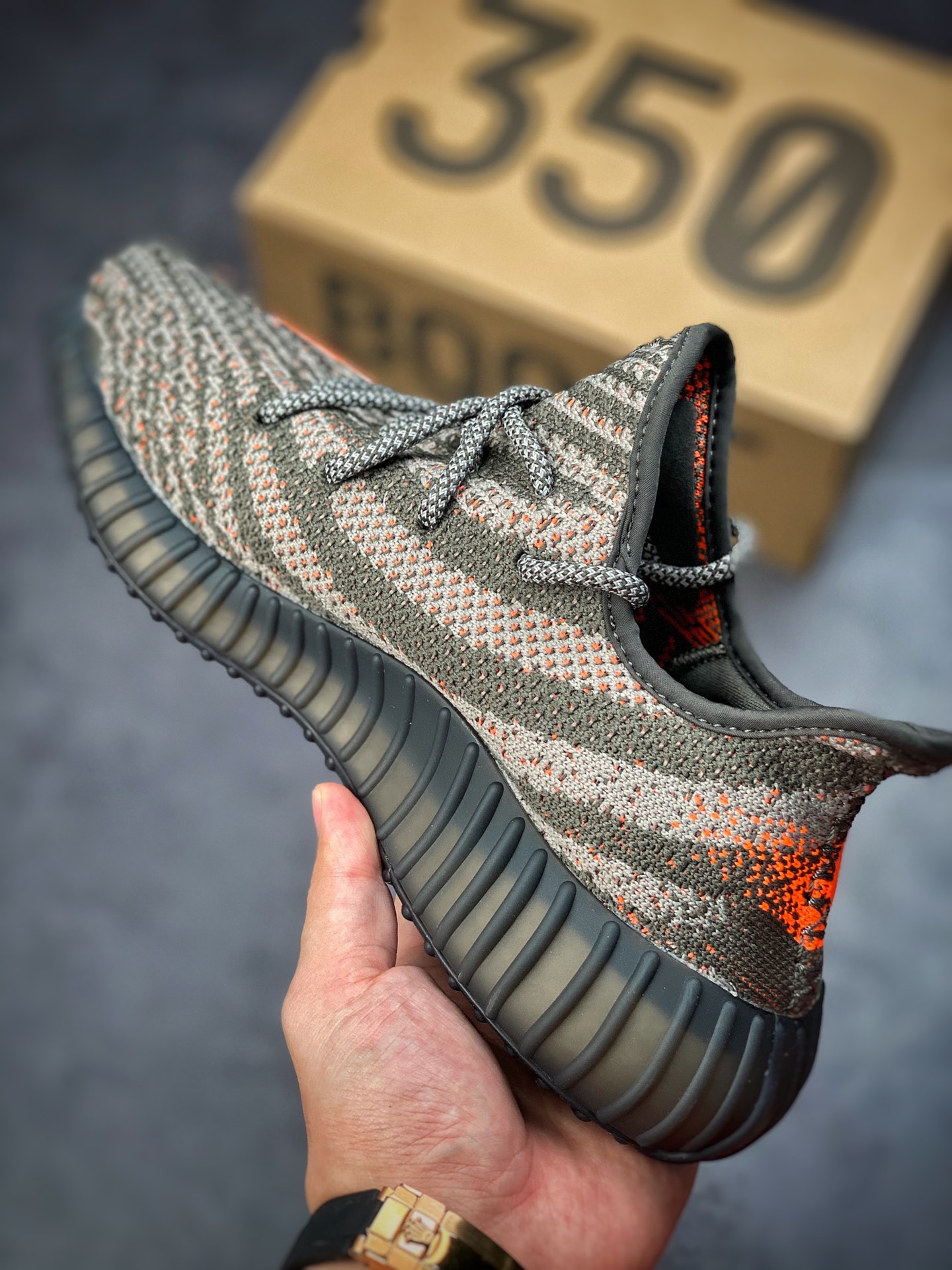 Yeezy 350 Boost V2 Army Green Orange HQ7045