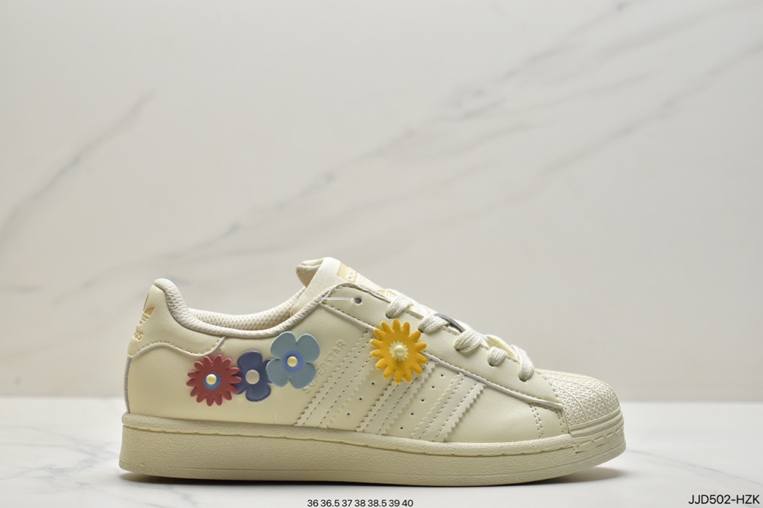 Adidas adidas Clover Originals Superstar ”White/Black/Gold” Shell Head Classic Versatile Casual Sneakers