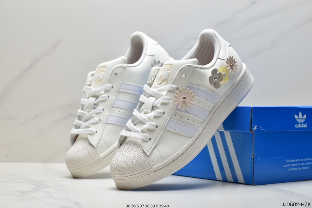 Adidas adidas Clover Originals Superstar ”White/Black/Gold” Shell Head Classic Versatile Casual Sneakers