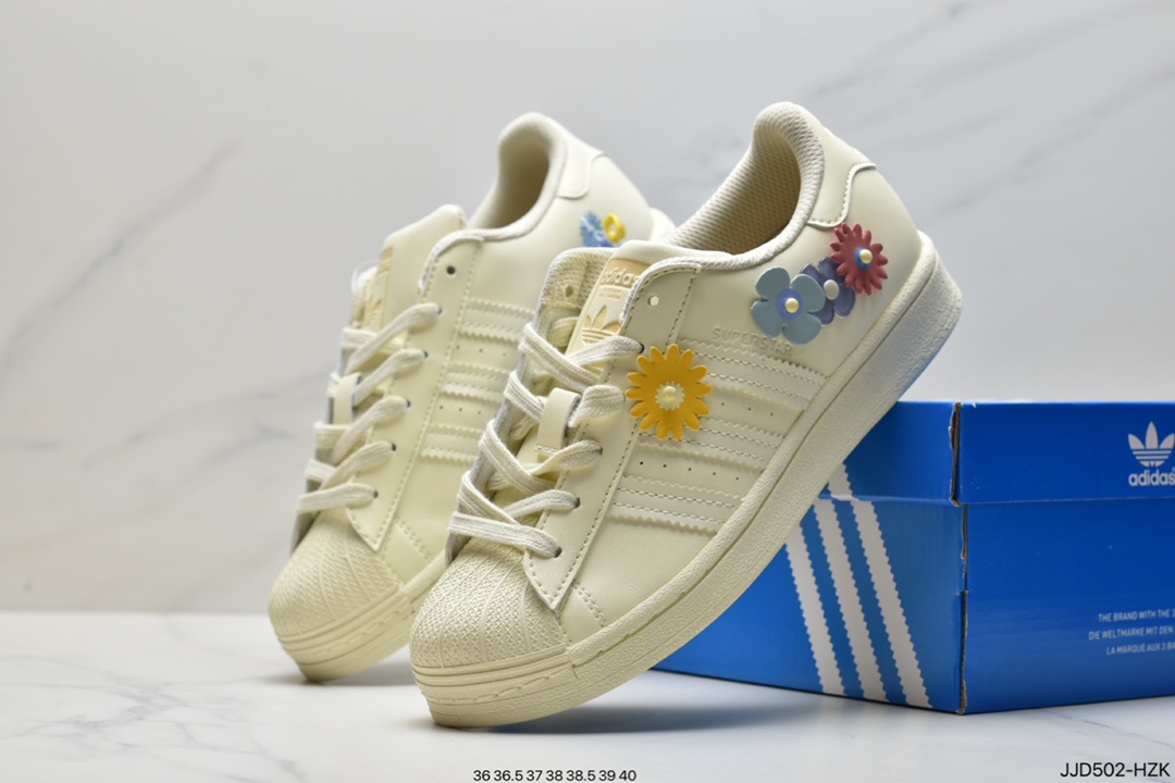 Adidas adidas Clover Originals Superstar ”White/Black/Gold” Shell Head Classic Versatile Casual Sneakers