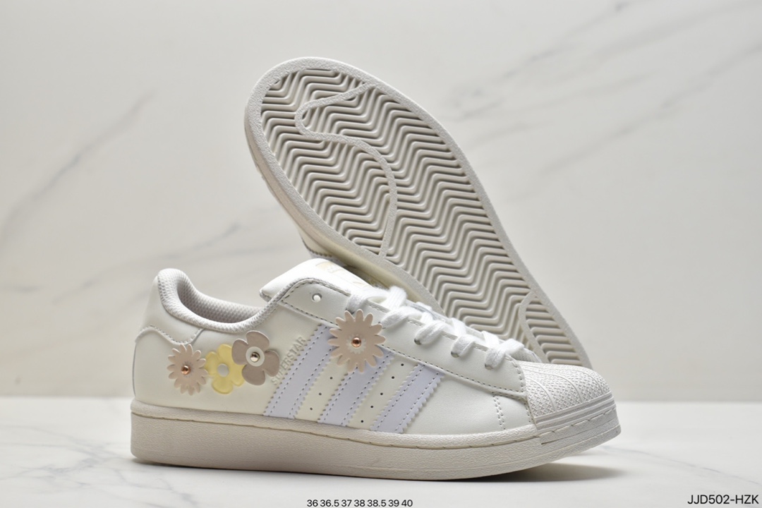 Adidas adidas Clover Originals Superstar ”White/Black/Gold” Shell Head Classic Versatile Casual Sneakers