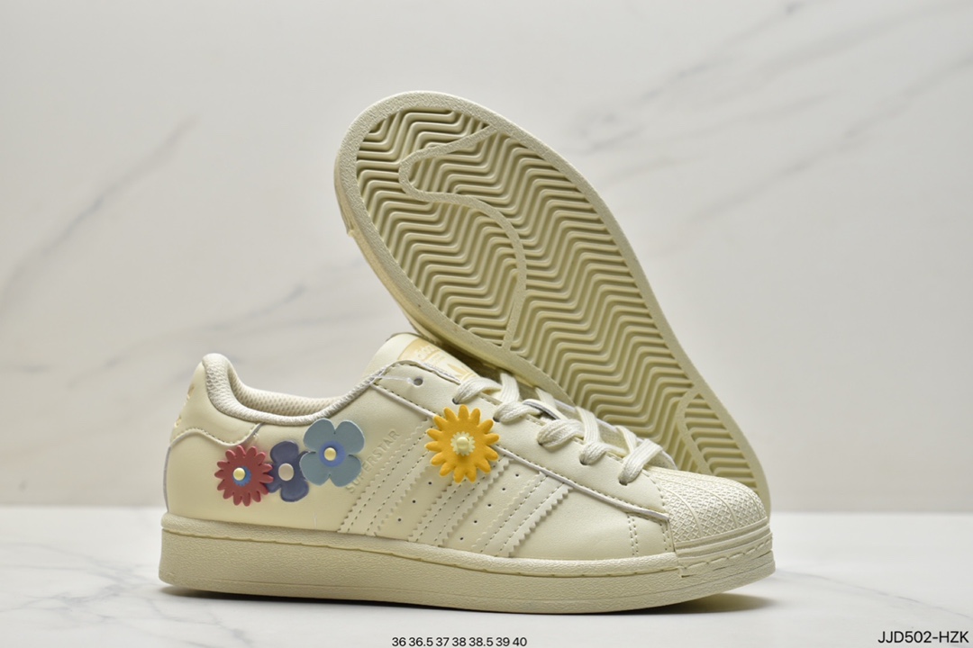 Adidas adidas Clover Originals Superstar ”White/Black/Gold” Shell Head Classic Versatile Casual Sneakers