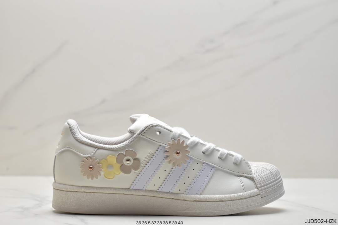 Adidas adidas Clover Originals Superstar ”White/Black/Gold” Shell Head Classic Versatile Casual Sneakers