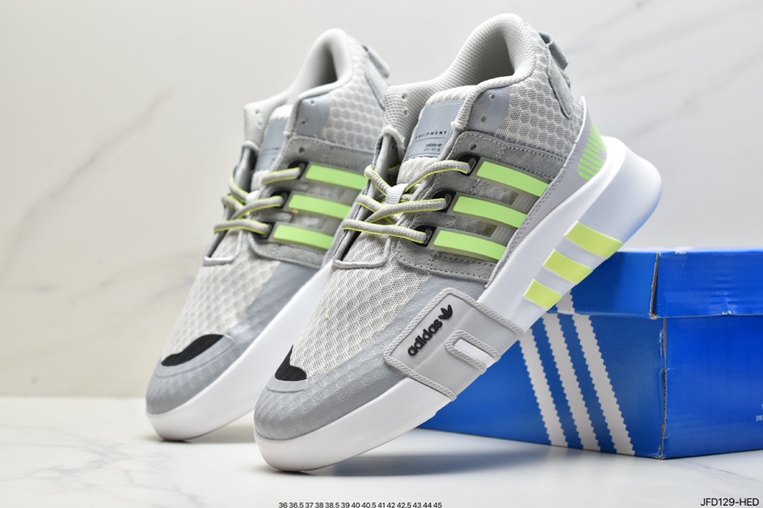 Adidas adidas Clover EQT BASK ADV V2 2nd Generation Supporter Series Mesh Lightweight Retro Casual Sports Running Shoe Infuses striking basketball flair with retro 90s Equipment style detail. Featuring a thermoplastic polyurethane rubber (TPU) heel tab and three-stripe detailing on the midsole, in keeping with adidas heritage. SKU: FX3775 ID: JFD129-HED