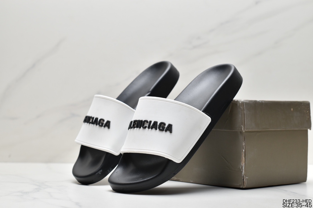 alenciaga Balenciaga Logo Pool Slides Summer Fashion Trend Explosive Fashion 565826W1S803509