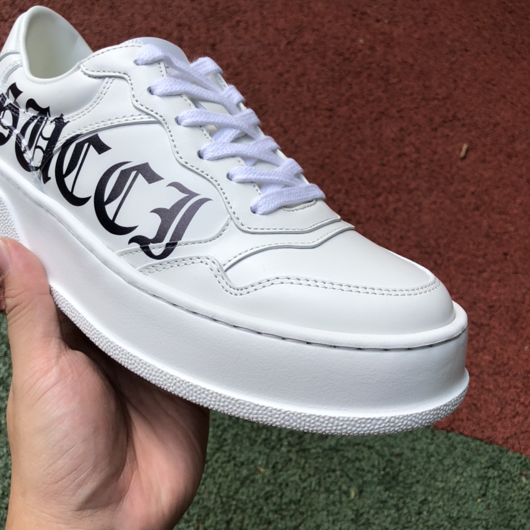 Gucci thick bottom low to help pure white logo GUCCI Gucci low to help canvas thick bottom sneakers pink purple