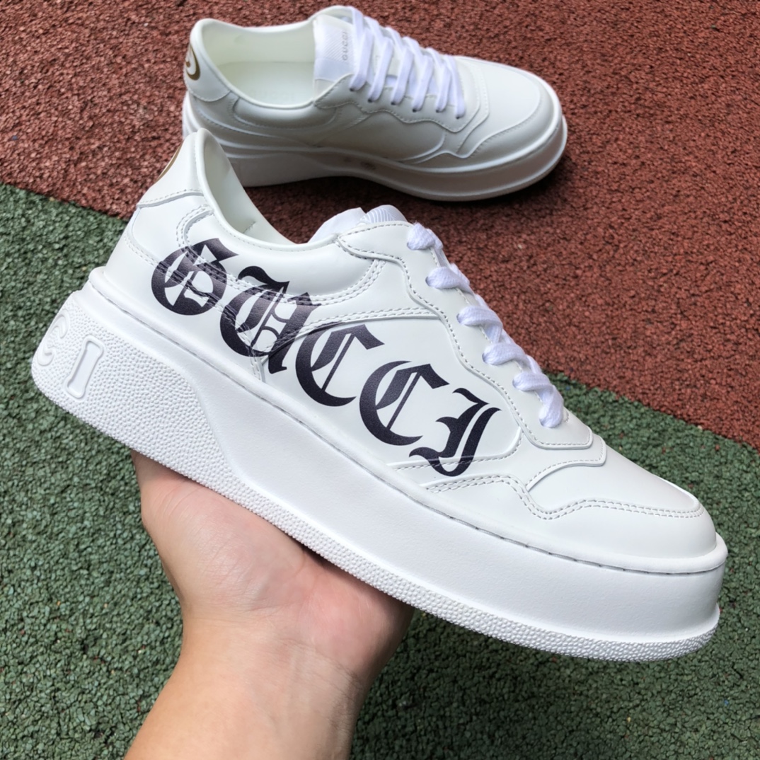 Gucci thick bottom low to help pure white logo GUCCI Gucci low to help canvas thick bottom sneakers pink purple
