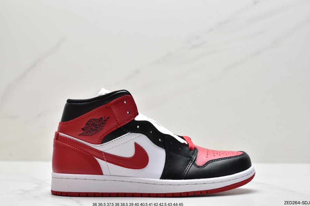 260 原厂级别 Air Jordan AJ1 Mid 帮中 白黑紫 554724-095