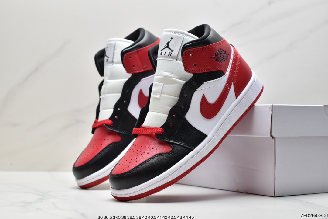 260 原厂级别 Air Jordan AJ1 Mid 帮中 白黑紫 554724-095