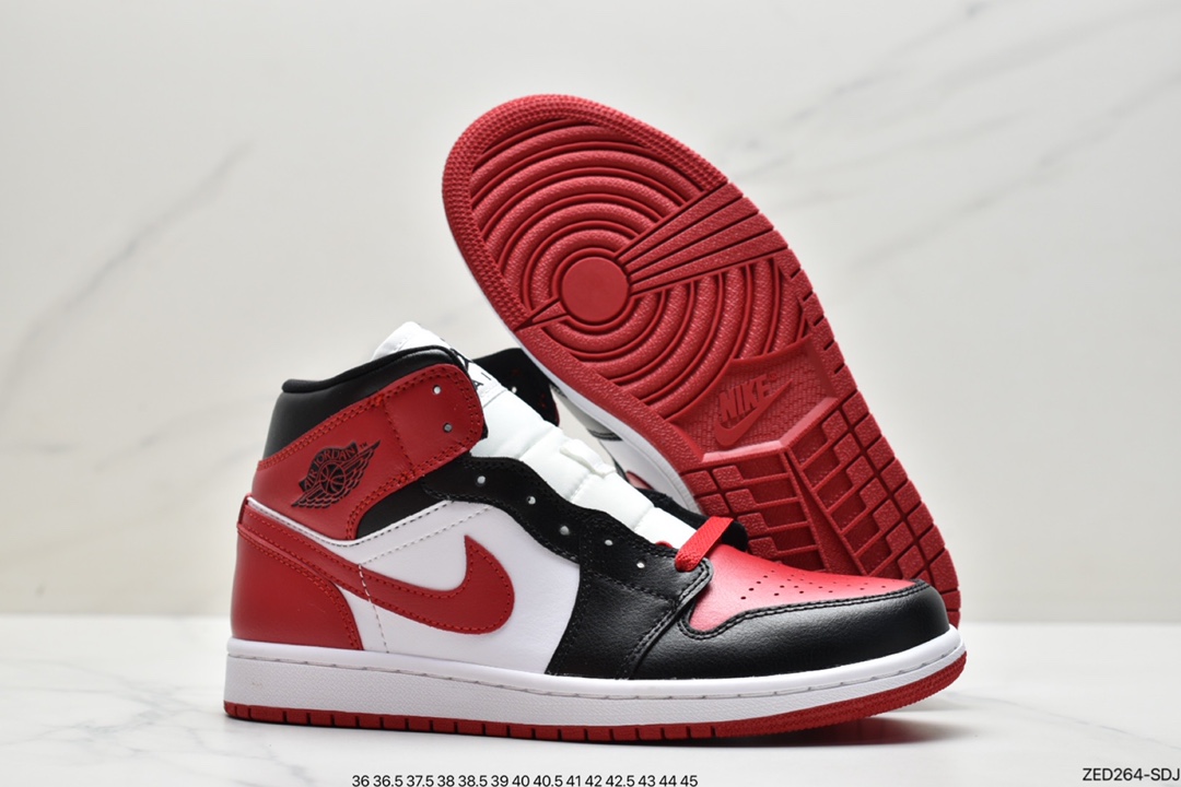 260 原厂级别 Air Jordan AJ1 Mid 帮中 白黑紫 554724-095