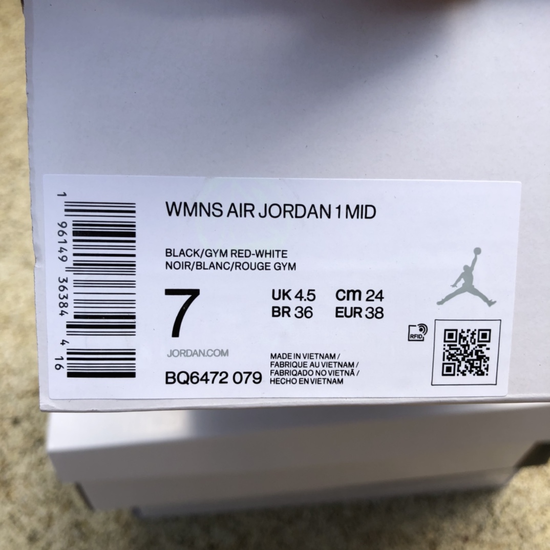 340  纯原版Air Jordan 1 Mid AJ1 黑红脚趾 复古篮球鞋 BQ6472-079