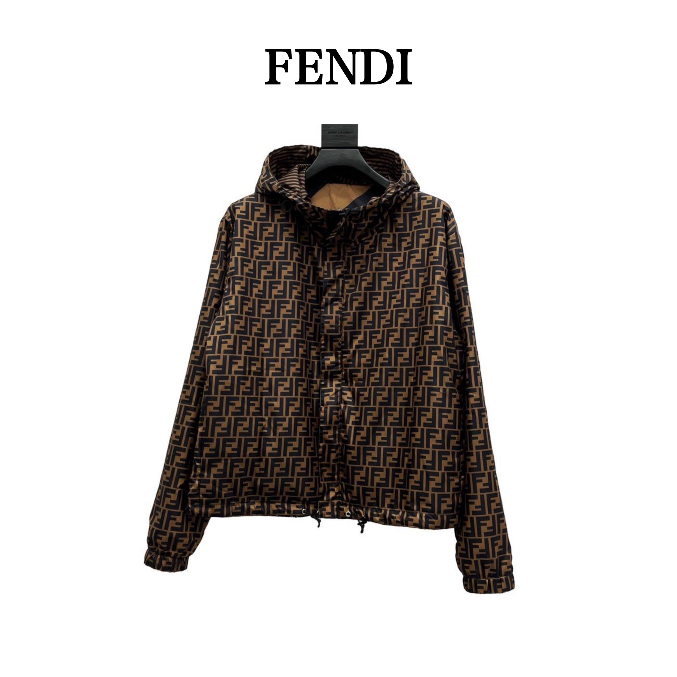 340 FENDI /芬迪 22FW 满印LOGO双面穿夹克