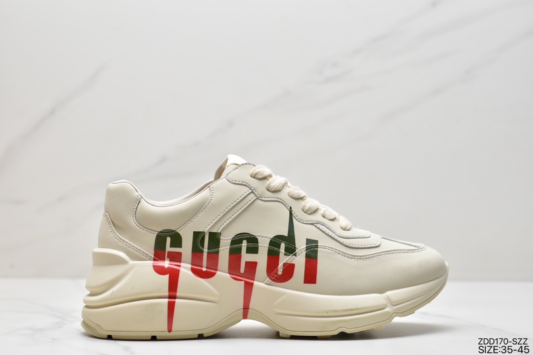 230 Gucci Rhyton Vintage Trainer Sneaker 古驰老爹3D皮革角状复古慢跑鞋 498916 A9L00 9522