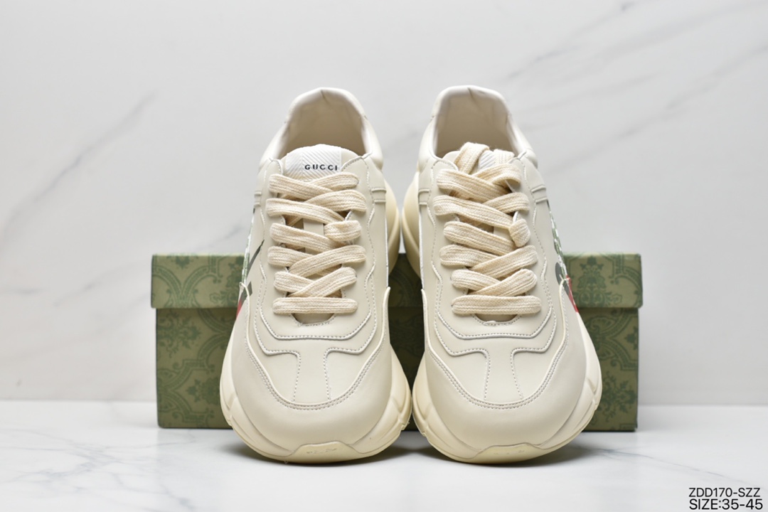 230 Gucci Rhyton Vintage Trainer Sneaker 古驰老爹3D皮革角状复古慢跑鞋 498916 A9L00 9522