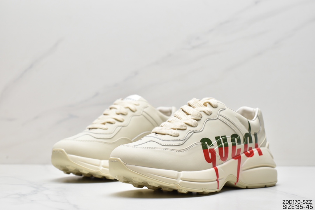 230 Gucci Rhyton Vintage Trainer Sneaker 古驰老爹3D皮革角状复古慢跑鞋 498916 A9L00 9522