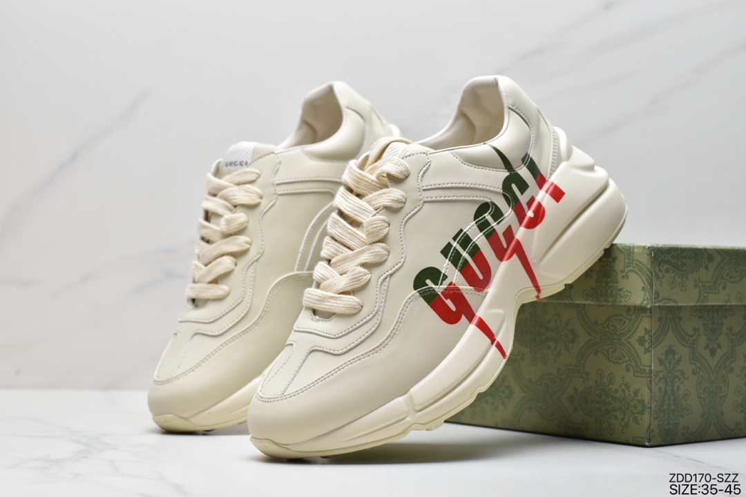 230 Gucci Rhyton Vintage Trainer Sneaker 古驰老爹3D皮革角状复古慢跑鞋 498916 A9L00 9522