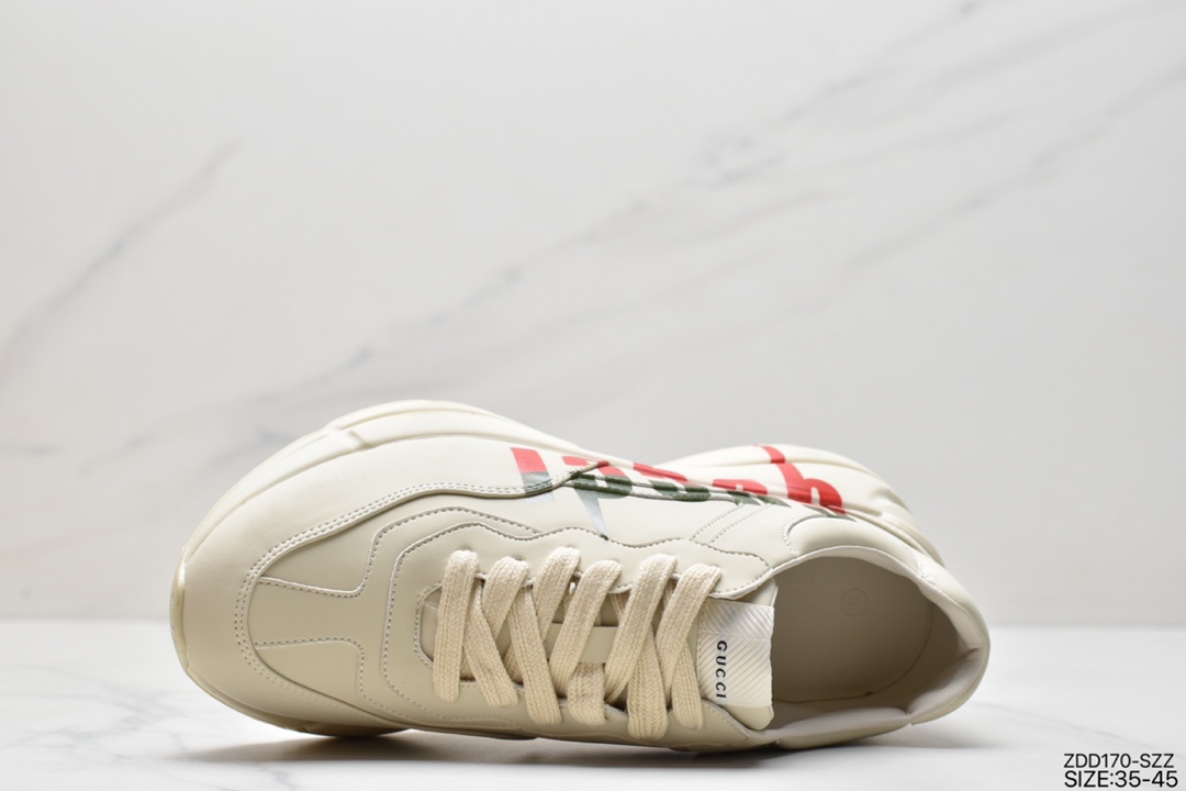 230 Gucci Rhyton Vintage Trainer Sneaker 古驰老爹3D皮革角状复古慢跑鞋 498916 A9L00 9522