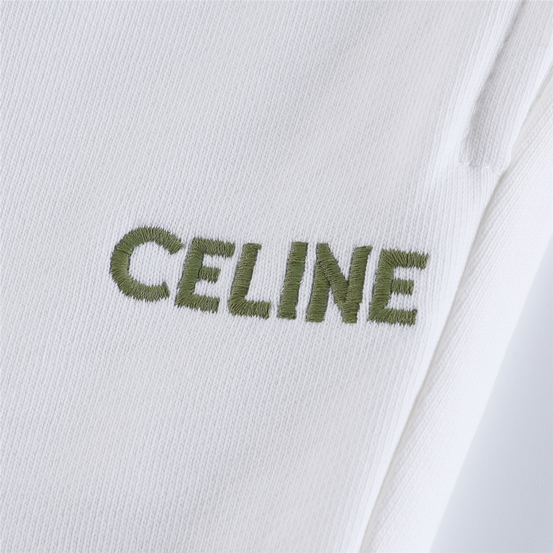 260 CELINE/赛琳 22FW刺绣字母LOGO毛圈棉抽绳运动裤