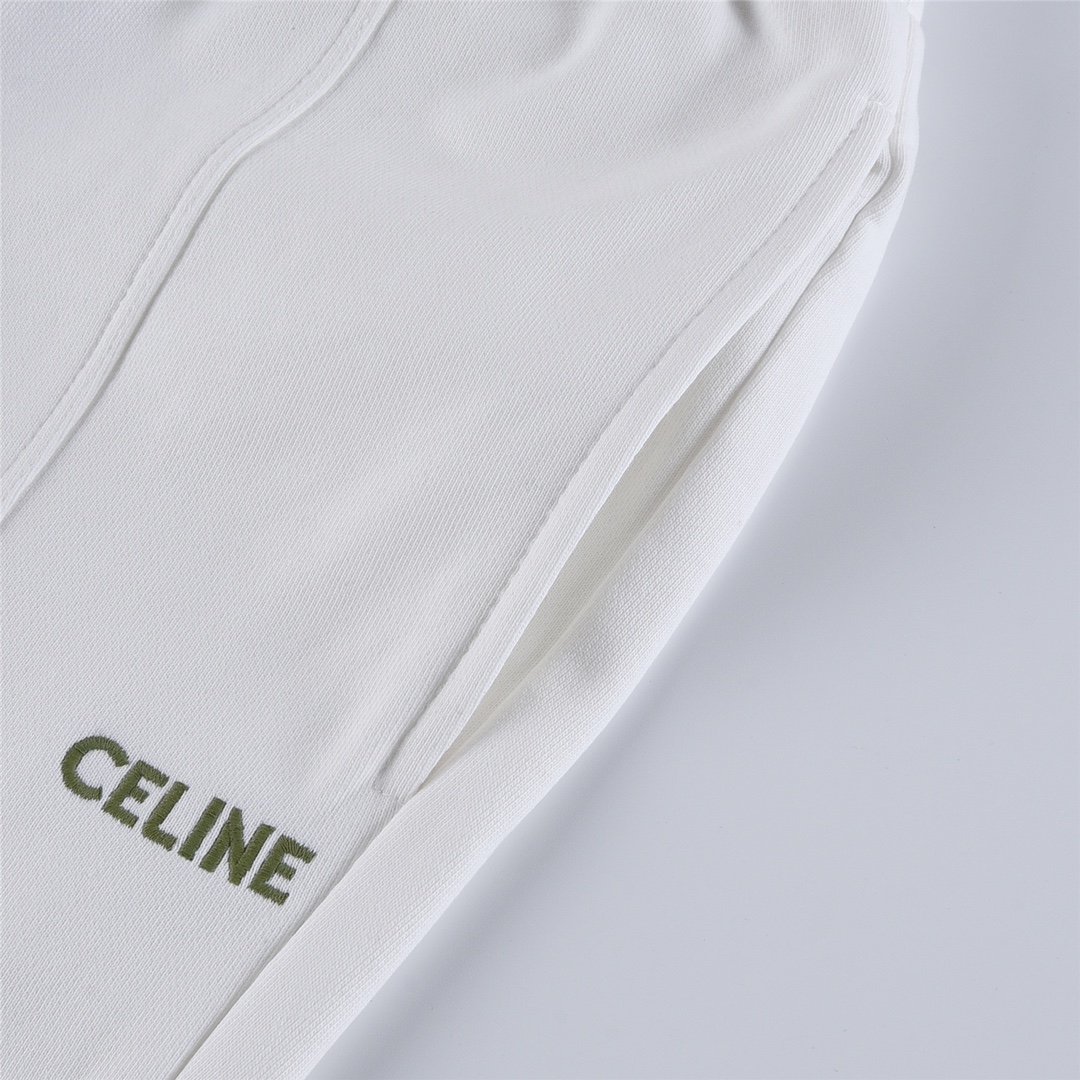 260 CELINE/赛琳 22FW刺绣字母LOGO毛圈棉抽绳运动裤