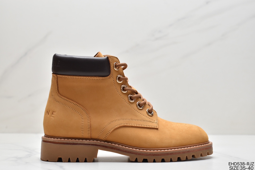 420 CELINE Kurt High Lace-up Boot”Wheat”科特系列女神大黄靴“磨砂麦黄黑” 344973584C.18LA