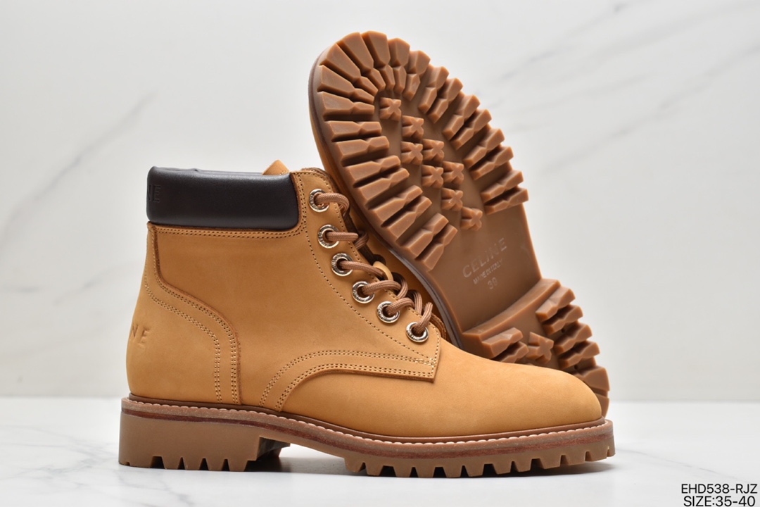 420 CELINE Kurt High Lace-up Boot”Wheat”科特系列女神大黄靴“磨砂麦黄黑” 344973584C.18LA