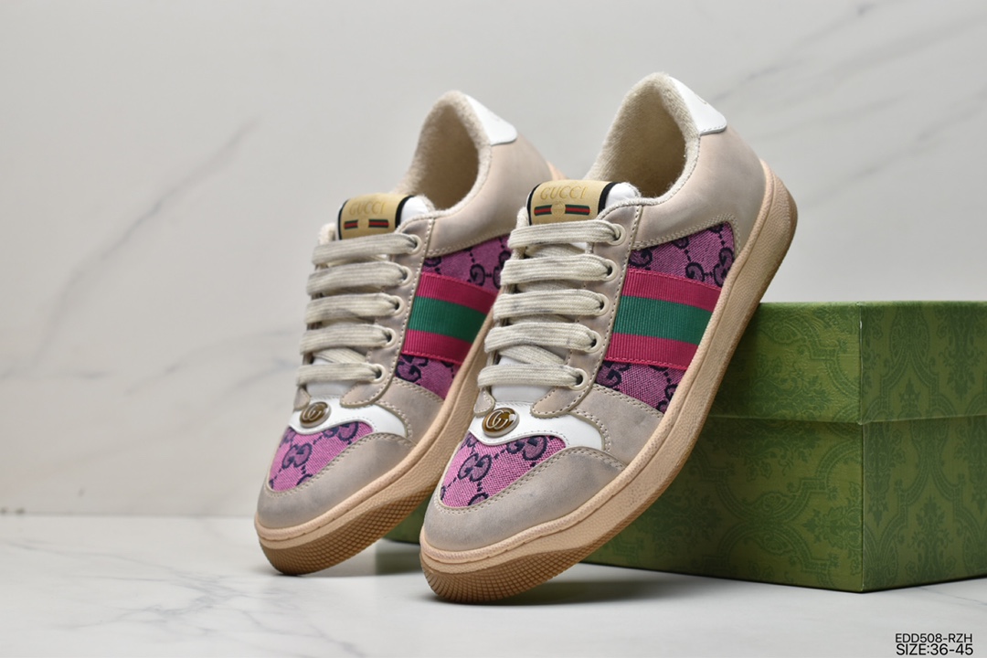 340 纯原独家定制代购版＃芯片可扫＃ Gucci Distressed Screener sneaker古驰小脏鞋