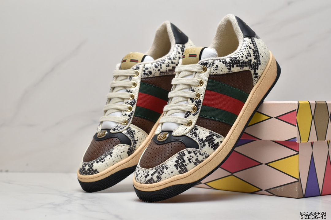 340 纯原独家定制代购版＃芯片可扫＃ Gucci Distressed Screener sneaker古驰小脏鞋