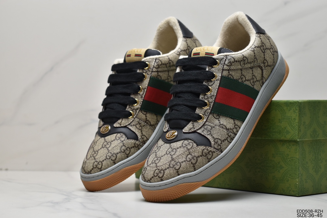 340 纯原独家定制代购版＃芯片可扫＃ Gucci Distressed Screener sneaker古驰小脏鞋