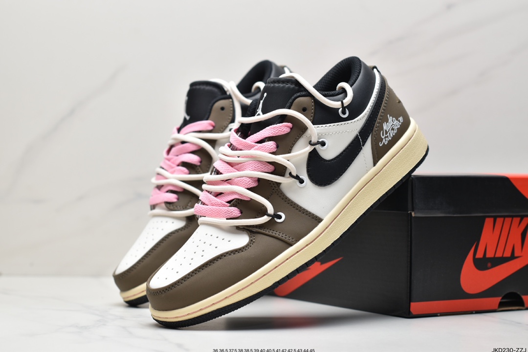 160 Nike Air Jordan 1 Low”Beige/Brown/Black” 米黄深棕黑绑绳DH9765-300