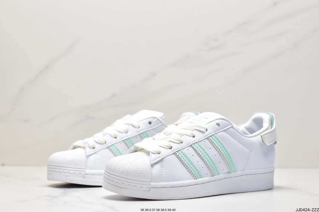 130  Originals Superstar”Sail/Green/Lace”贝壳头板鞋 HO3727