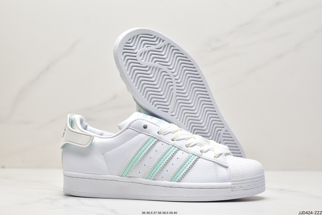 130  Originals Superstar”Sail/Green/Lace”贝壳头板鞋 HO3727