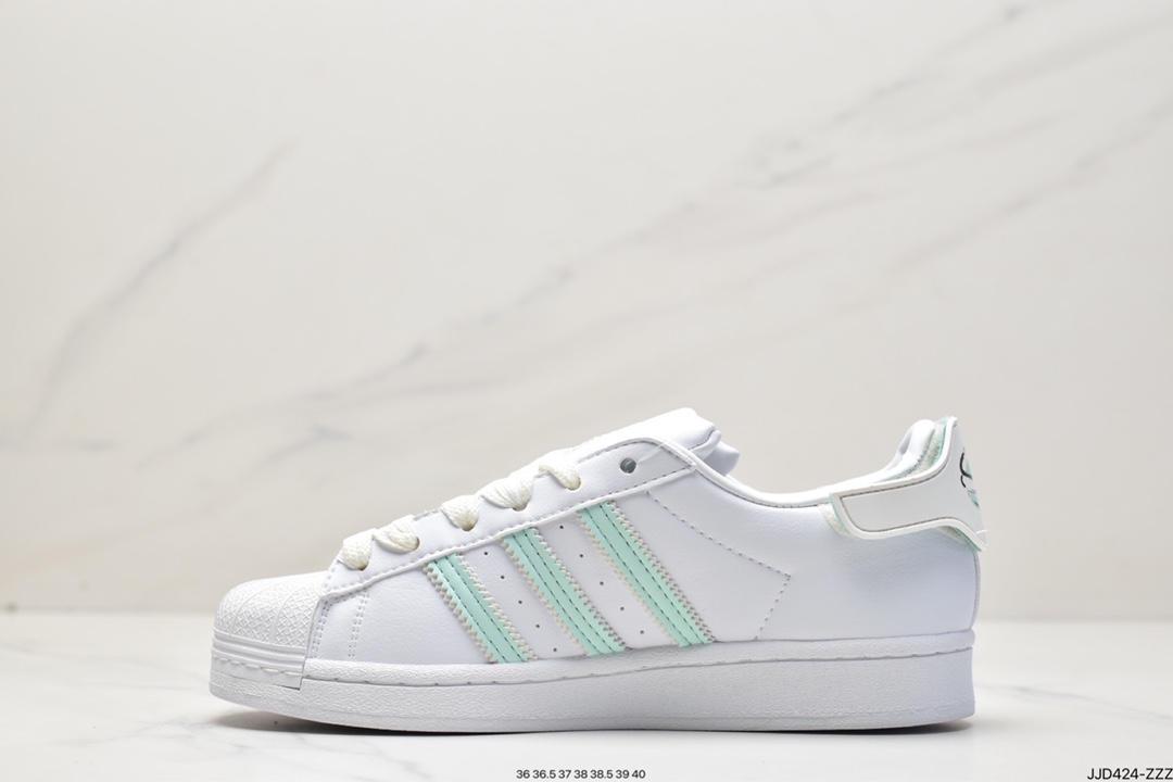 130  Originals Superstar”Sail/Green/Lace”贝壳头板鞋 HO3727